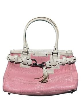 Vintage Coach Hampton
Carryall Satchel Pink & White Leather Braid Tassel HandBag